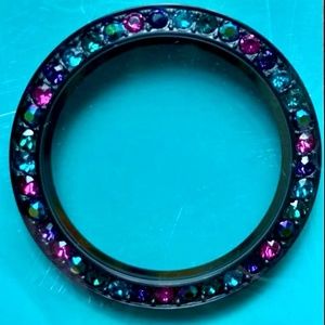 Origami Owl Gun Metal Eye Candy Twist Living Locket Face Lg Swarovski